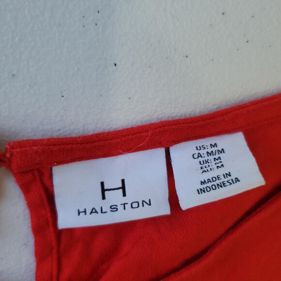 Halston Dress Womens Medium Red Linen Blend Shift Sleeveless Pockets A-Line - Picture 3 of 8
